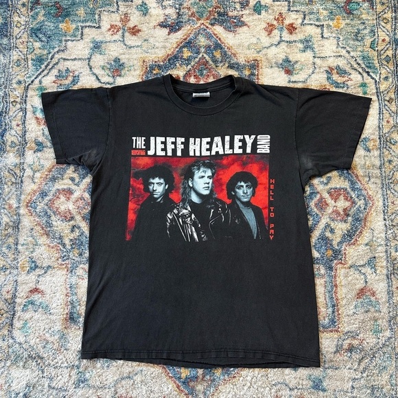 Vintage 1990 Jeff Healey Hell To Pay Band T-shirt Large - Picture 1 of 7